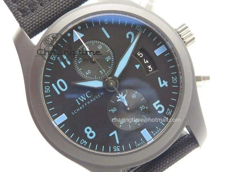 MIROTIME 0113 Comfortable Pilot Chrono IW388003 Real Ceramic ZF 1:1 Best Edition On Black Nylon Strap A 7322